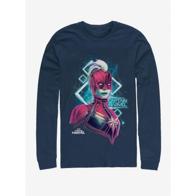 Marvel Captain Marvel Cosmic Adventure Long Sleeve T-Shirt - Blue Men's