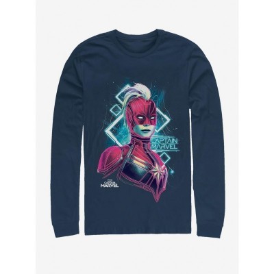 Marvel Captain Marvel Cosmic Adventure Long Sleeve T-Shirt - Blue Men's