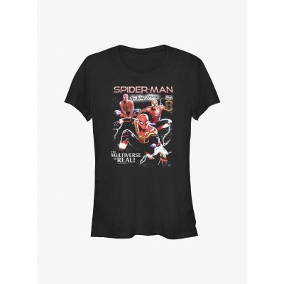 Marvel No Way Home Spider-Man Multiverse Girls T-Shirt - Black