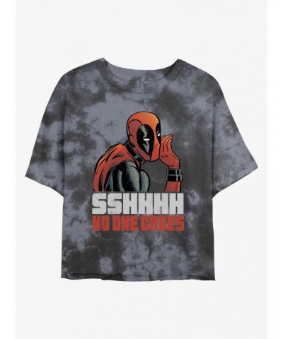 Marvel Deadpool No One Cares Tie-Dye Girls Crop T-Shirt $9.25 T-Shirts