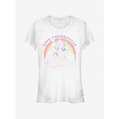 Disney Rainbow Princess Lightweight T-Shirt for Girls - White
