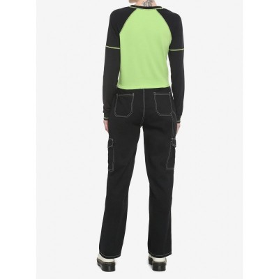 Invader Zoom GIR Contrast Stitch Girls Long Sleeve Raglan Top
