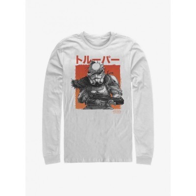 Star Wars Visions Inspired Men's White Long-Sleeve Stormtrooper T-Shirt