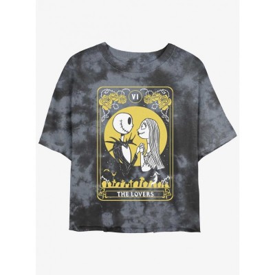 Disney Nightmare Before Christmas Lovers Tarot Tie-Dye Crop Tee for Girls - Multi Colors