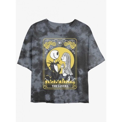 Disney Nightmare Before Christmas Lovers Tarot Tie-Dye Crop Tee for Girls - Multi Colors