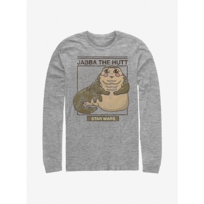 Cute Long-Sleeve T-Shirt for Men - Grey Star Wars Jabba