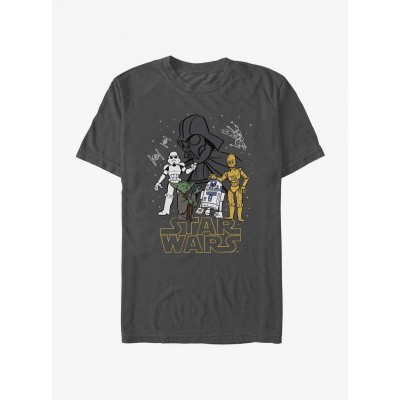 Star Wars Grey Doodle T-Shirt - Lightweight Unisex
