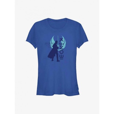 Obi-Wan Kenobi Resistance Design Lightweight Girls T-Shirt - Junior Size Blue