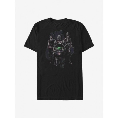 The Mandalorian Friends Group T-Shirt - Men's Black Cotton