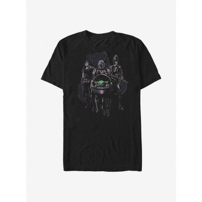 The Mandalorian Friends Group T-Shirt - Men's Black Cotton