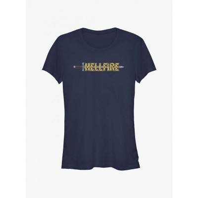 Stranger Things Logo Hellfire Sword Blue T-Shirt for Girls