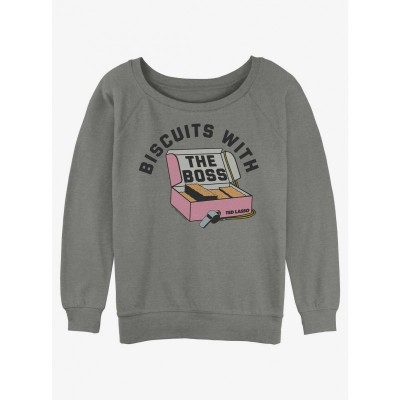 Ted Lasso Biscuit Boss Gray Slouchy Sweater for Girls