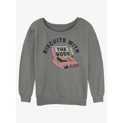 Ted Lasso Biscuit Boss Gray Slouchy Sweater for Girls