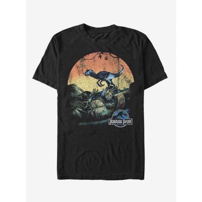 Retro Raptor Sunset T-Shirt - Unisex Black