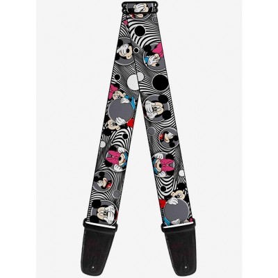 Disney Mickey & Minnie Mouse Peek-A-Boo Swirl Guitar Strap for Kids & Adults