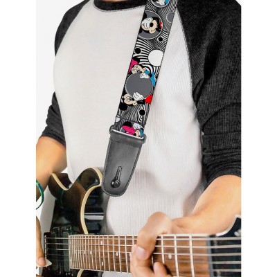 Disney Mickey & Minnie Mouse Peek-A-Boo Swirl Guitar Strap for Kids & Adults