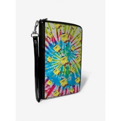 SpongeBob Dancing Tie-Dye Premium Vegan Leather Zip-Around Wallet