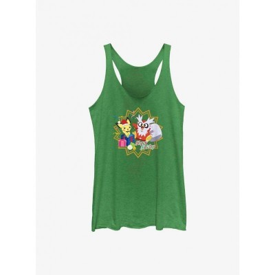Pokémon Pichu Delibird Holiday Girls Tank Top - Green Junior Size