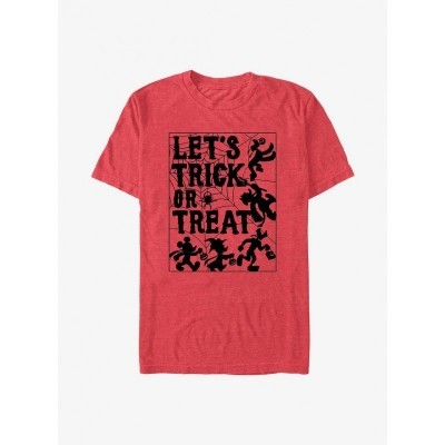 Disney Let's Trick or Treat Mickey Mouse Spiderweb T-Shirt - Men's Red