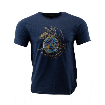 Harry Potter NYC Dragon Graphic T-Shirt - Relaxed Fit Steel Blue Ringer