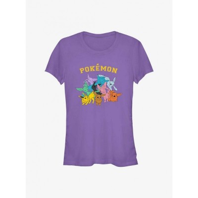 Eeveelutions Catch Em All Girls T-Shirt - Purple Junior Size