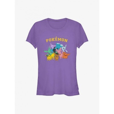 Eeveelutions Catch Em All Girls T-Shirt - Purple Junior Size