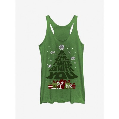 Star Wars May the Gifts Be With You Heather Green Racerback Tank for Girls