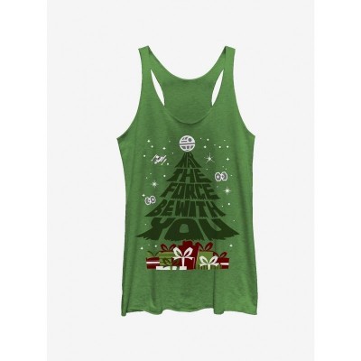 Star Wars May the Gifts Be With You Heather Green Racerback Tank for Girls