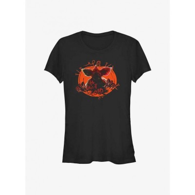Stranger Things Demogorgon Chilly Design Tee for Girls - Black