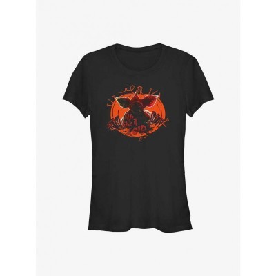 Stranger Things Demogorgon Chilly Design Tee for Girls - Black
