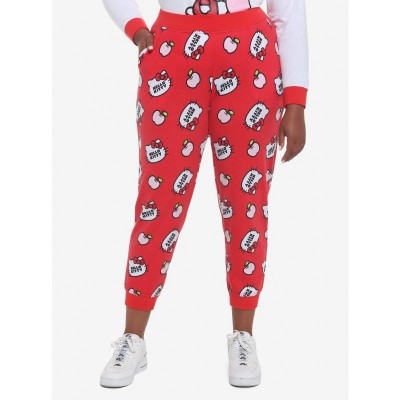 Hello Kitty Cozy Plus Size Apple Print Jogger Pajama Pants for Girls