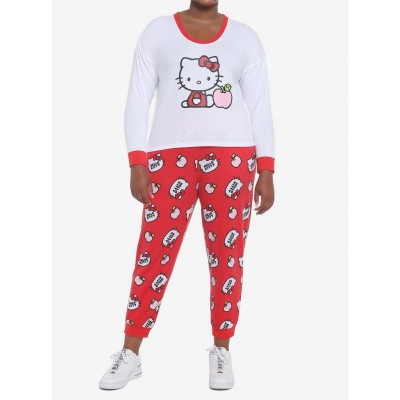 Hello Kitty Cozy Plus Size Apple Print Jogger Pajama Pants for Girls