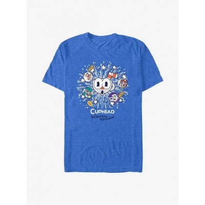 Cuphead Blue Explosion Graphic Tee for Men
