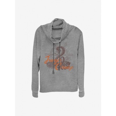 Disney Jungle Cruise Snake Cowl Neck Top - Lightweight Grey Girls Sweatshirt