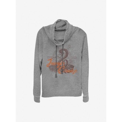 Disney Jungle Cruise Snake Cowl Neck Top - Lightweight Grey Girls Sweatshirt