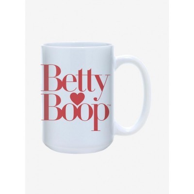 Betty Boop White Ceramic Mug with Red Logo - 15oz Capacity