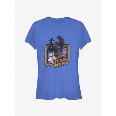 Star Wars Classic Grey T-Shirt for Girls - Featuring Retro Chewbacca and Poe Dameron
