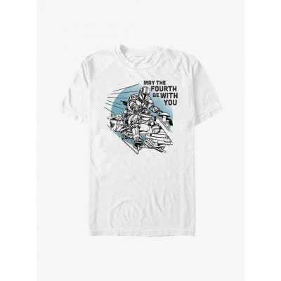Mandalorian May the Fourth T-Shirt - White Men's Lightweight Cotton