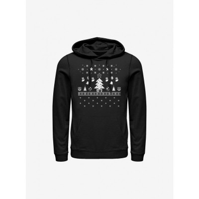Super Mario Retro Game Design Men's Black Holiday Hoodie