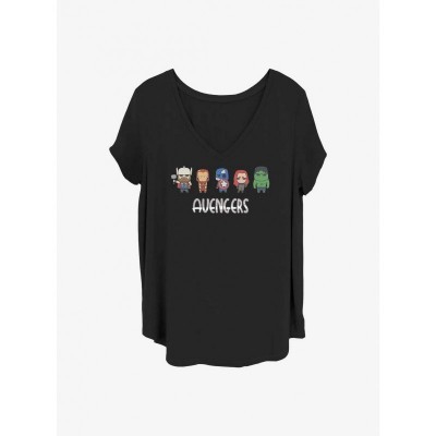 Marvel Avengers Girls Plus Size Doodle T-Shirt - Black