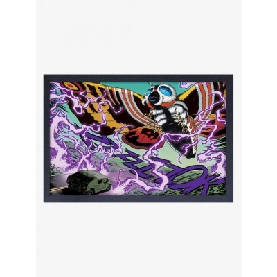 Godzilla vs Mothra Battle Scene Wooden Framed Art