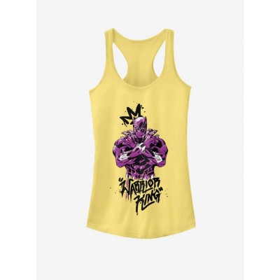 Marvel Girls' Black Panther Purple Cotton Tank Top - Yellow