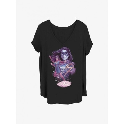 Marvel Ms. Marvel House of Mirrors Girl's Cotton Blend Plus Size T-Shirt - Black