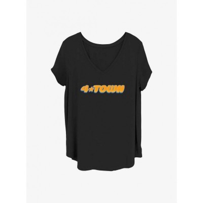 Disney's Turning Red 4 Town Logo Plus Size T-Shirt for Girls - Black