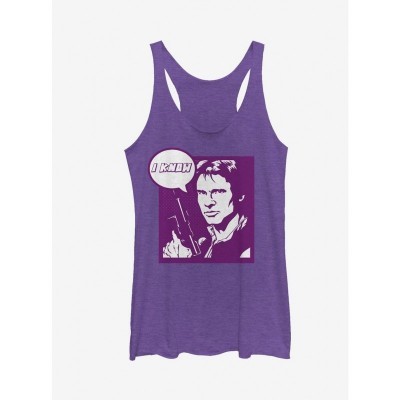 Star Wars Pop Art Han Solo I Know Purple Racerback Tank Top