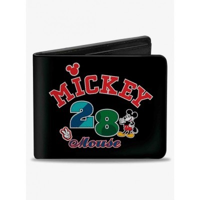Disney Men's Vegan Leather 28 Pose Mickey Mouse Bifold Wallet