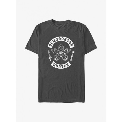 Stranger Things Demogorgon Hunt T-Shirt - Grey Men's Size