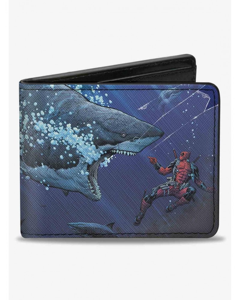 Marvel Deadpool Underwater Shark Scenes Bifold Wallet $7.11 Wallets
