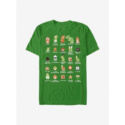 Nintendo Green Mario Pixel Art T-Shirt for Men