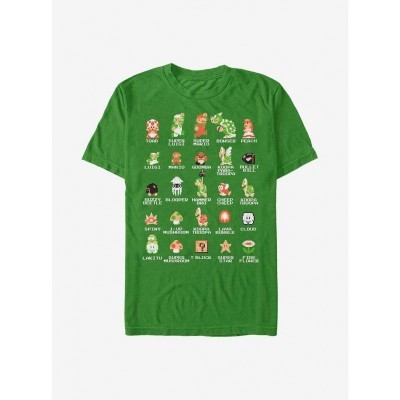 Nintendo Green Mario Pixel Art T-Shirt for Men